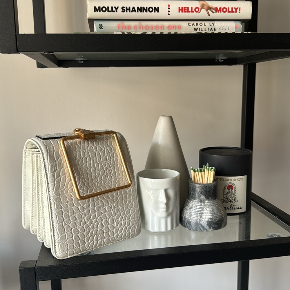 Marge Sherwood Leather Bag - White Croc Pump